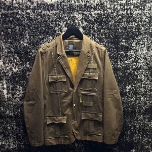 686 x Vestal Mens Distressed Utility Blazer Jacket Brown Y2K Grunge Medium